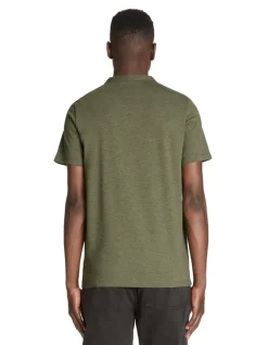 T-shirt met Tunesische kraag in gemengd katoen - kaki