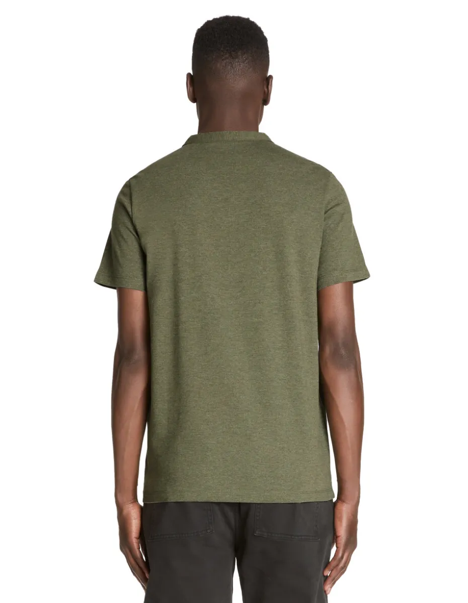 T-shirt met Tunesische kraag in gemengd katoen - kaki