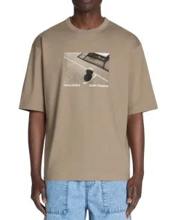 T-shirt oversize ronde hals 100% katoen - taupe