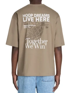 T-shirt oversize ronde hals 100% katoen - taupe