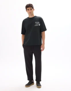 T-shirt Oversize Ronde Hals 100% Katoen Aziatische Print - Zwart