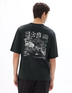 T-shirt Oversize Ronde Hals 100% Katoen Aziatische Print - Zwart