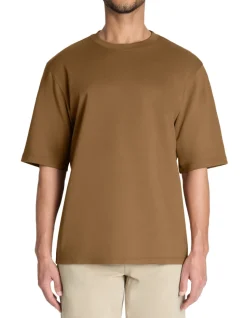 T-shirt oversize ronde hals gemengde katoen - café
