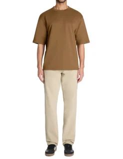 T-shirt oversize ronde hals gemengde katoen - café