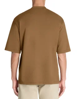 T-shirt oversize ronde hals gemengde katoen - café