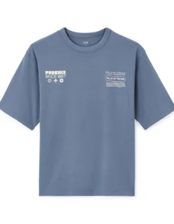 T-shirt oversize ronde hals 100% katoen - blauw