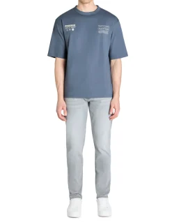 T-shirt oversize ronde hals 100% katoen - blauw