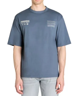 T-shirt oversize ronde hals 100% katoen - blauw