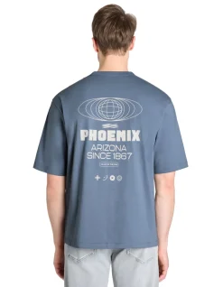 T-shirt oversize ronde hals 100% katoen - blauw