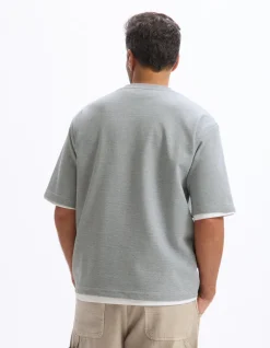 T-shirt oversize ronde hals gemengde katoen - marine