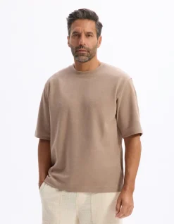 T-shirt oversize ronde hals - taupe