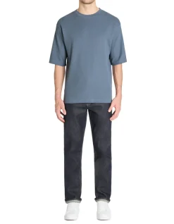 T-shirt oversize ronde hals 100% katoen - blauw