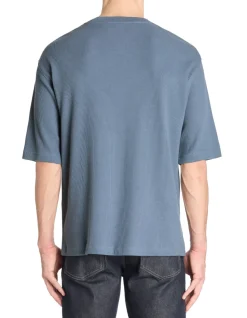 T-shirt oversize ronde hals 100% katoen - blauw