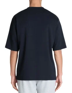 T-shirt oversize V-hals gemengd katoen - marine
