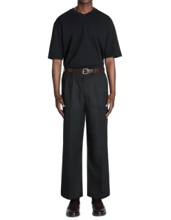 T-shirt oversize V-hals gemengd katoen - zwart