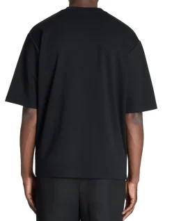 T-shirt oversize V-hals gemengd katoen - zwart