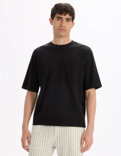 T-shirt oversized ronde hals gemengde katoen - zwart