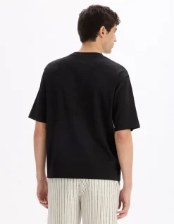 T-shirt oversized ronde hals gemengde katoen - zwart