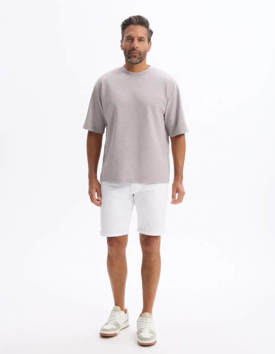 T-shirt oversized ronde hals gemengde katoen - taupe