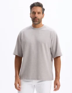 T-shirt oversized ronde hals gemengde katoen - taupe