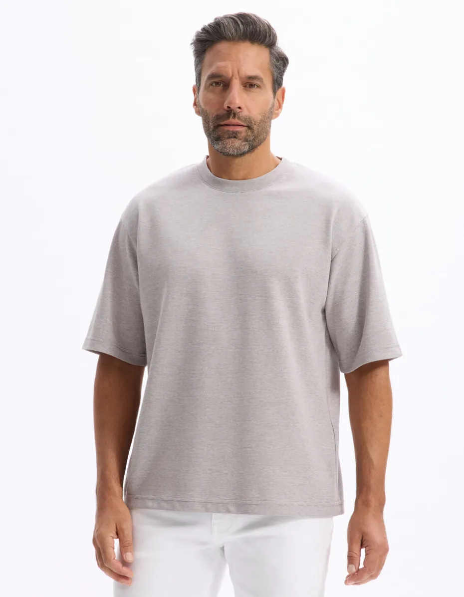 T-shirt oversized ronde hals gemengde katoen - taupe