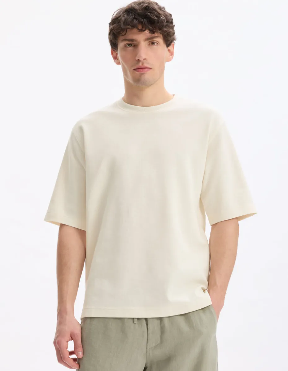 T-shirt oversized ronde hals - beige