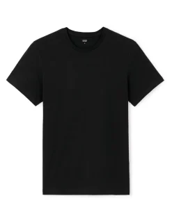 T-shirt recht col rond 100% katoen + lang - noir