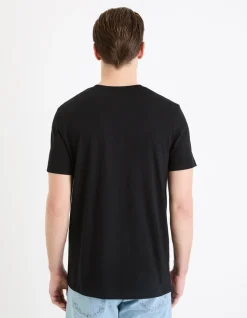 T-shirt recht col rond 100% katoen + lang - noir