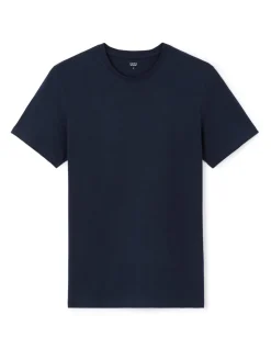 T-shirt recht col rond 100% katoen + lang - marine