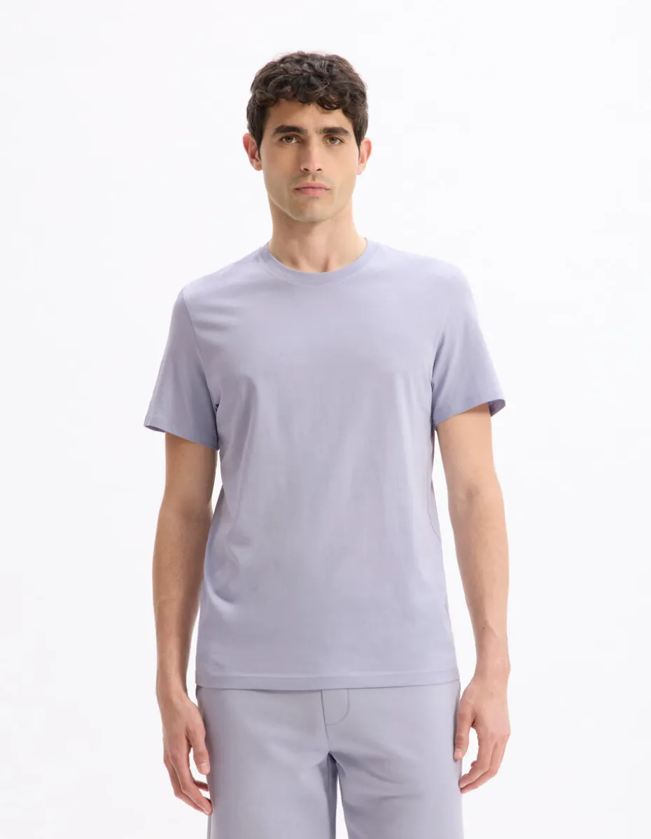 T-shirt recht col rond 100% katoen - lavande