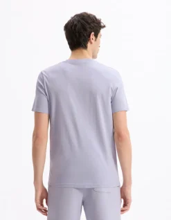T-shirt recht col rond 100% katoen - lavande