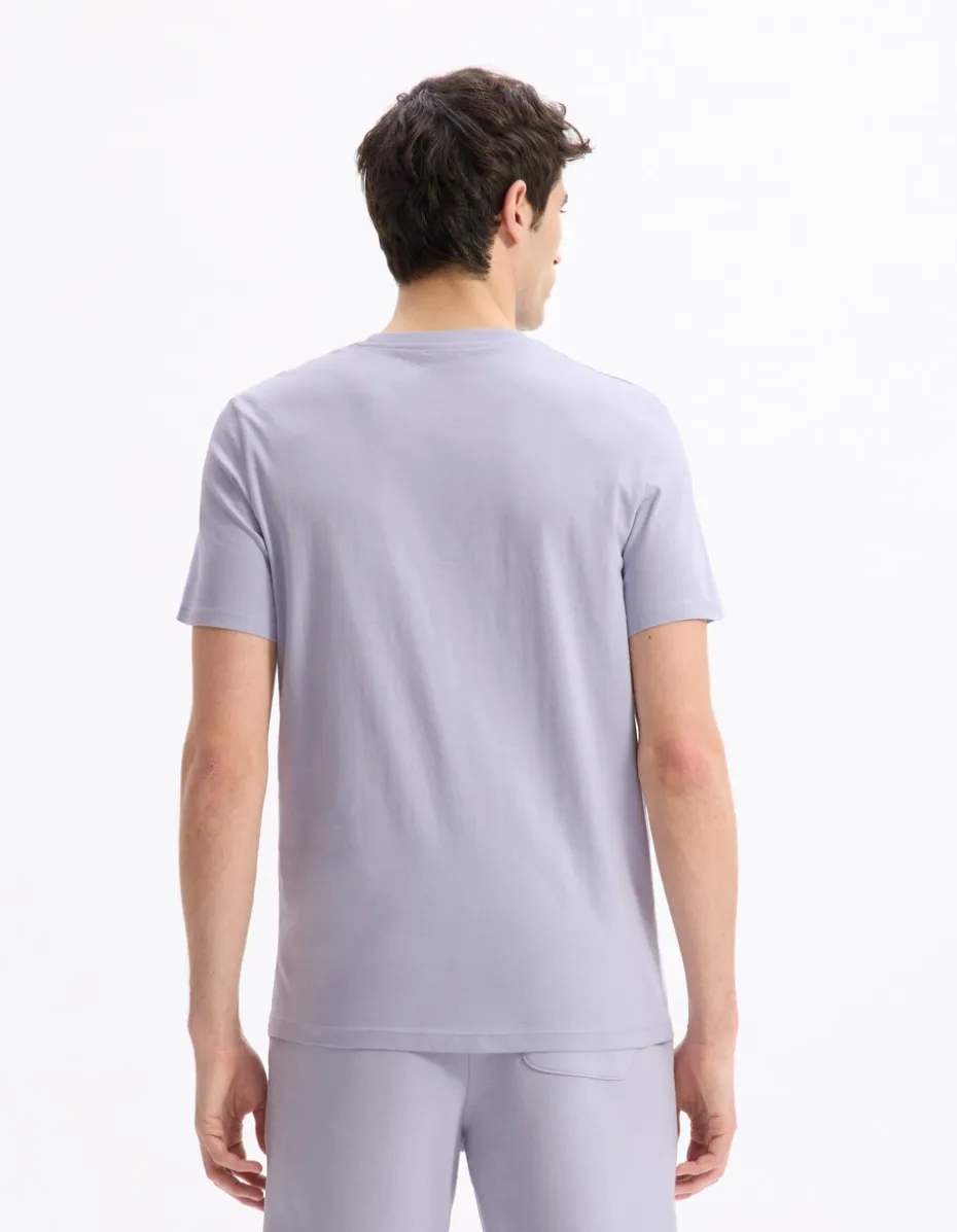 T-shirt recht col rond 100% katoen - lavande