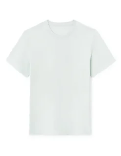 T-shirt recht col rond 100% katoen - bleu vert