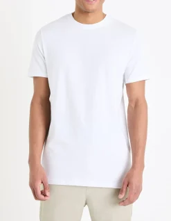 T-shirt recht col rond 100% katoen + lang - blanc