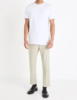 T-shirt recht col rond 100% katoen + lang - blanc