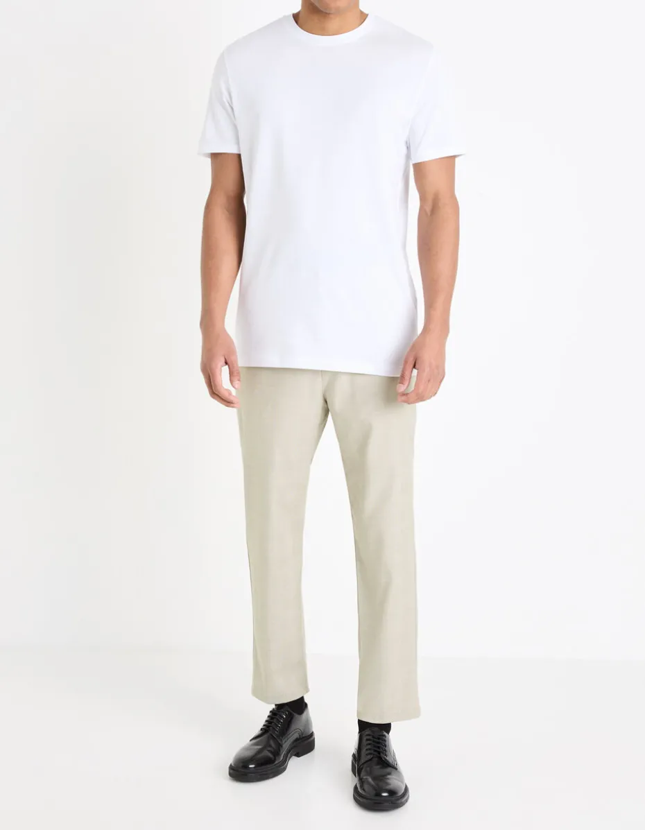 T-shirt recht col rond 100% katoen + lang - blanc