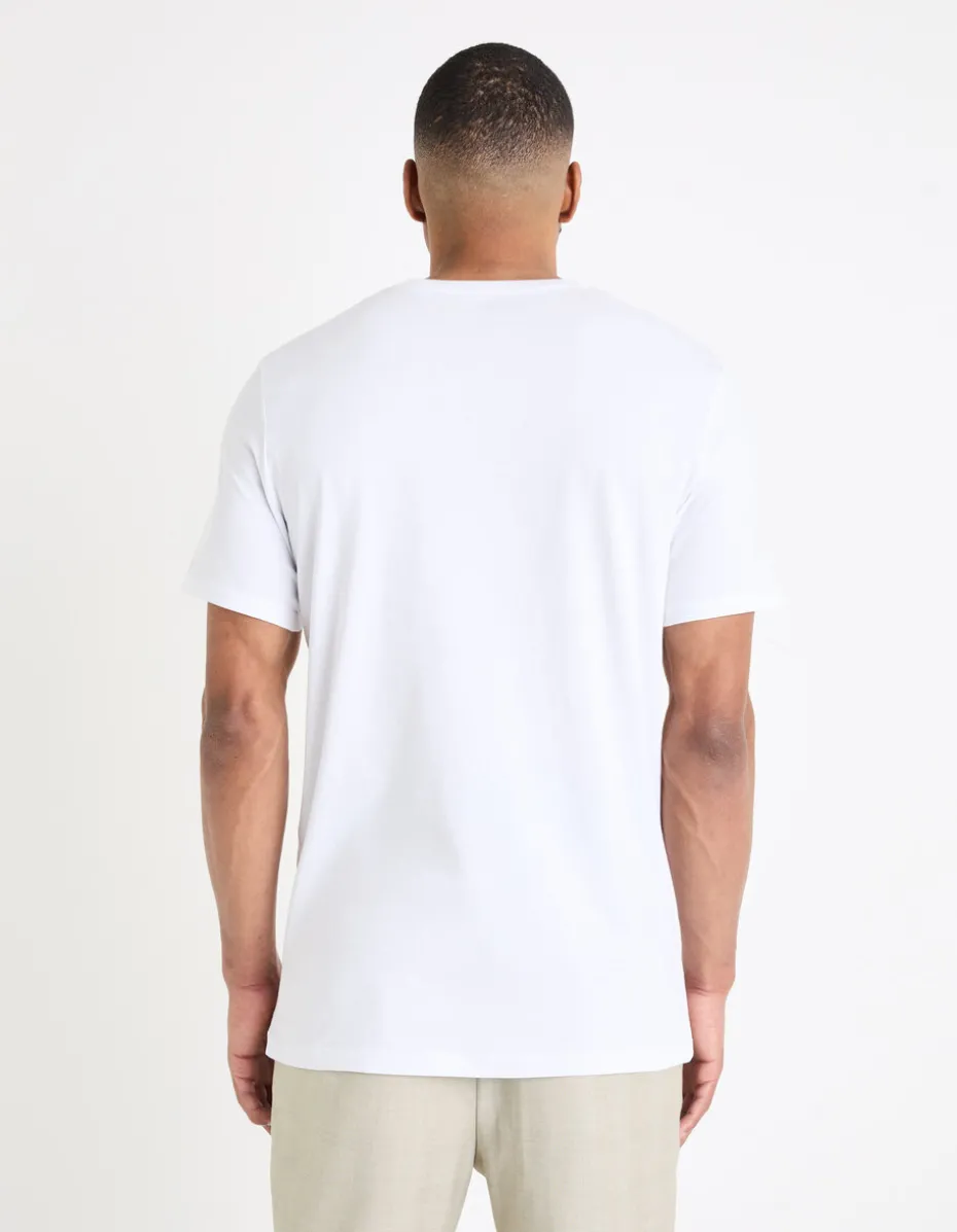 T-shirt recht col rond 100% katoen + lang - blanc