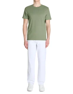 T-shirt recht col rond 100% koton - kaki clair