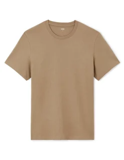 T-shirt recht col rond 100% koton - taupe