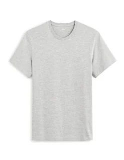 T-shirt recht col rond en coton mélangé - gris chiné