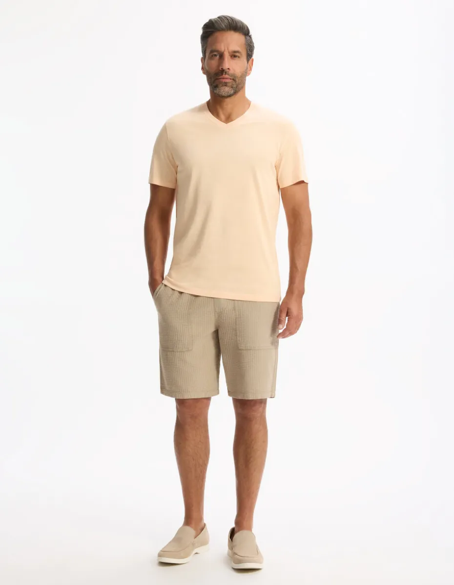 T-shirt recht col v 100% katoen - oranje