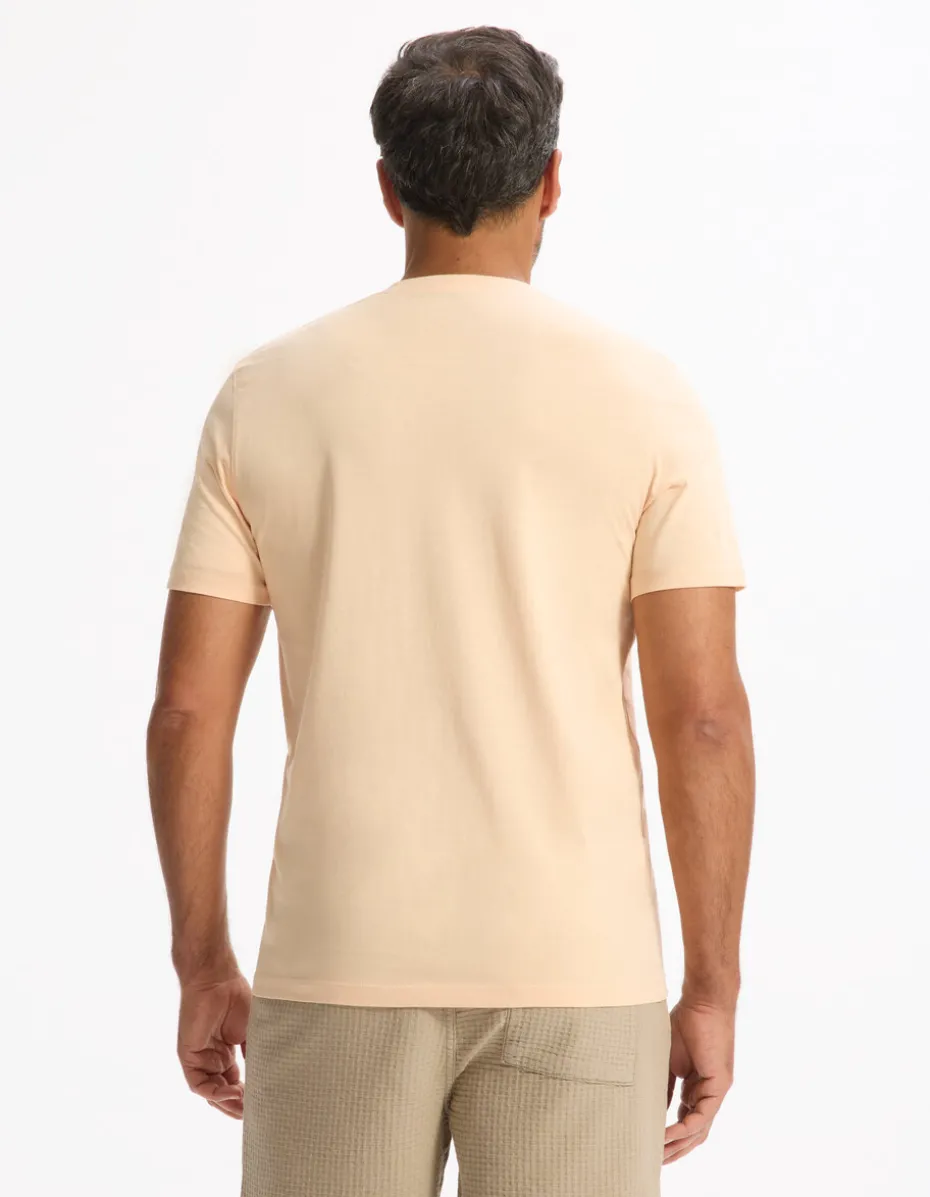 T-shirt recht col v 100% katoen - oranje