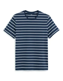 T-shirt recht met ronde hals 100% katoen - marine
