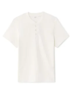 T-shirt rechte col tunisien 100% katoen - wit