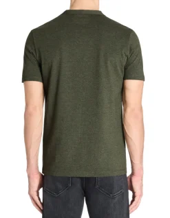 T-shirt rechte col tunisien - kaki