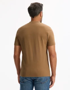 T-shirt rechte col tunisien 100% katoen - bruin