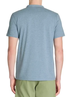 T-shirt rechte col tunisien - blauw