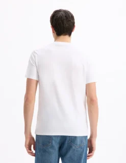 T-shirt rechte ronde hals 100% katoen - wit
