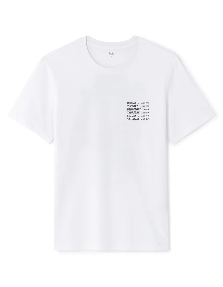 T-shirt rechte ronde hals 100% katoen - wit
