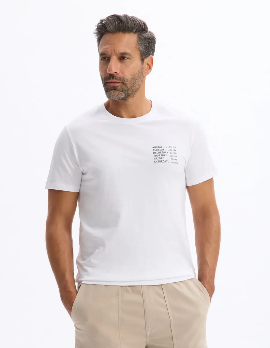 T-shirt rechte ronde hals 100% katoen - wit